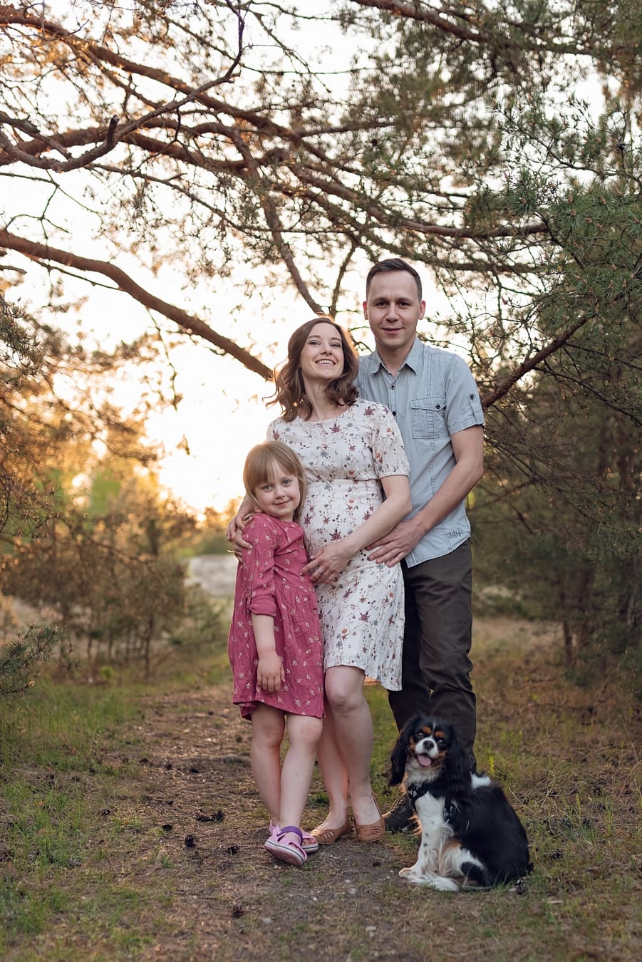 Rodzina w lesie sesja ciążowa Gdańsk