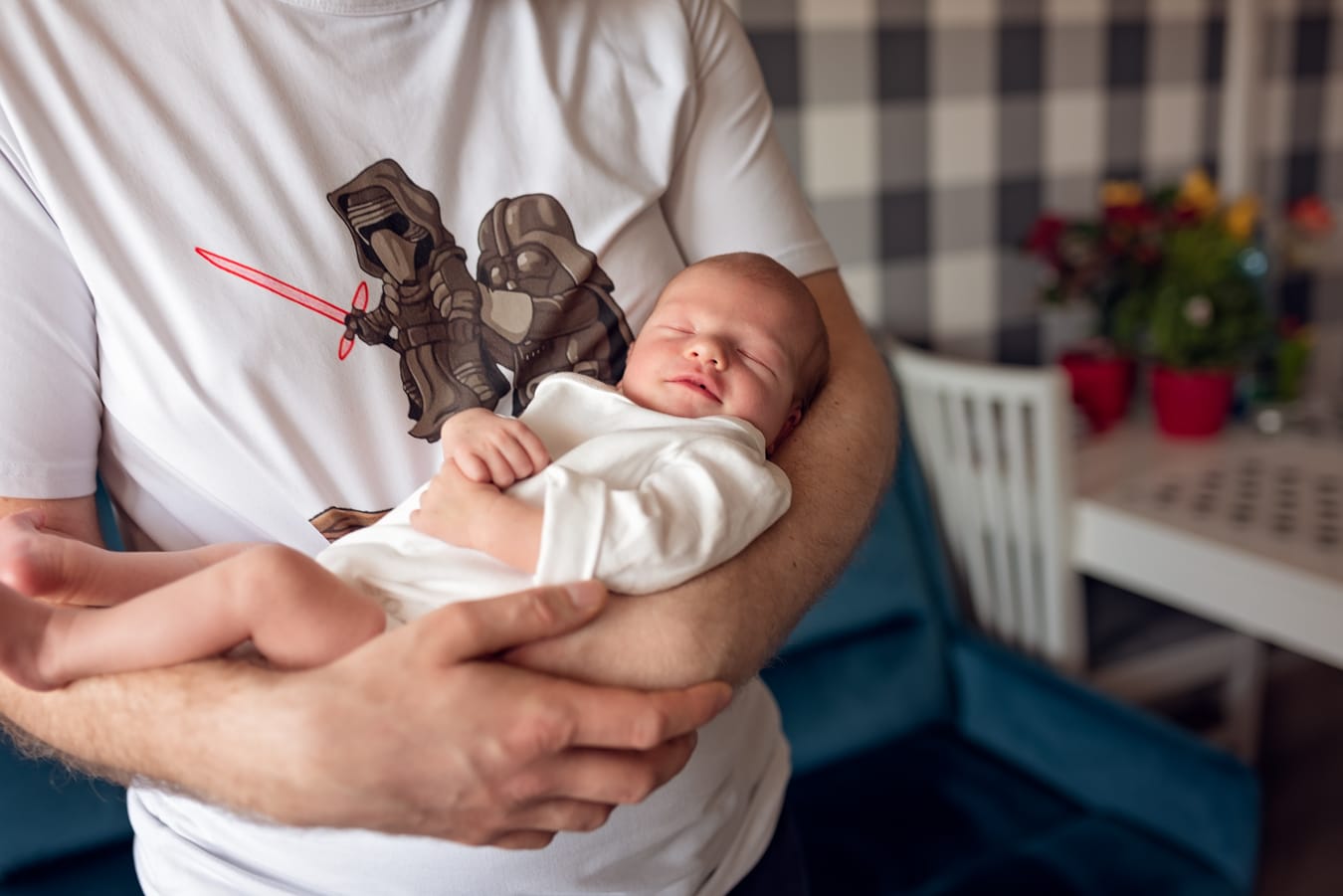 Tata z noworodkiem sesja noworodkowa Sopot